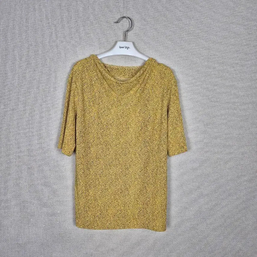 [BUNJANG] Yellow Leopard Cubic T-Shirt / (#66추천)레이온80% 옐로우 레오파드 큐빅 티셔츠