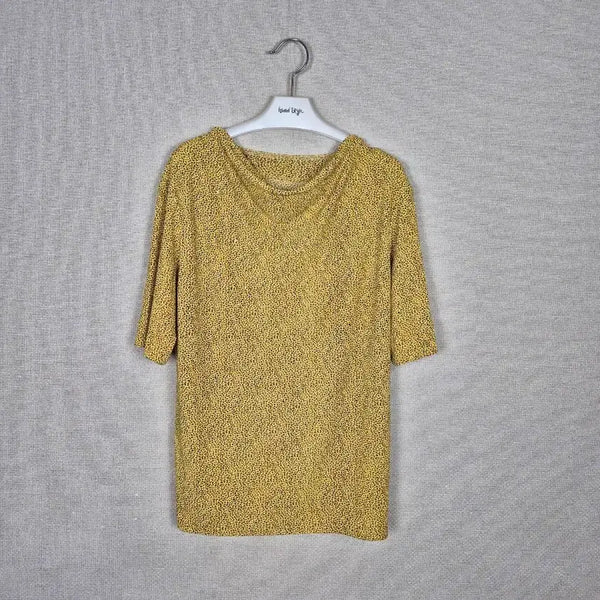 [BUNJANG] Yellow Leopard Cubic T-Shirt / (#66추천)레이온80% 옐로우 레오파드 큐빅 티셔츠