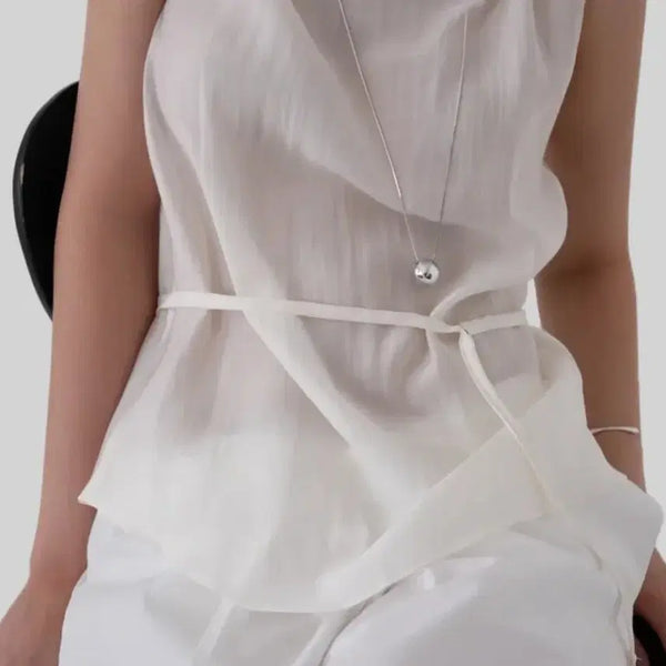 [BUNJANG] Autumn Sleeveless Blouse - Black / 어텀 슬리브리스 블라우스  블랙