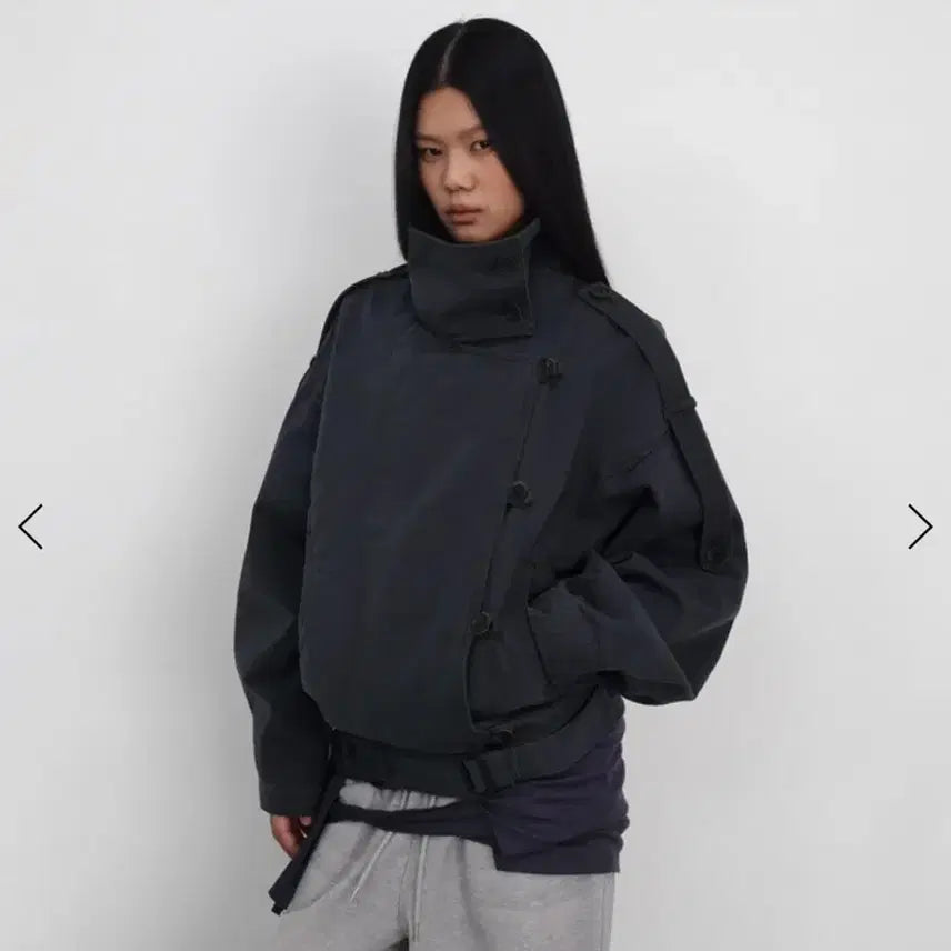 [BUNJANG] Sandro High Neck Cotton Jacket Navy 26SS / 샌드릭 하이넥 코튼 자켓 네이비 26SS