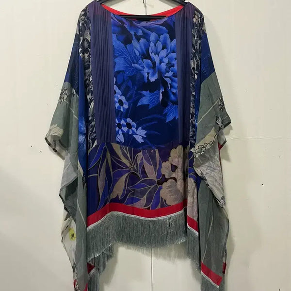 [BUNJANG] Etro Silk Fringe Cape One Size / ETRO 에트로 실크 판초 프린지 케이프 원사이즈