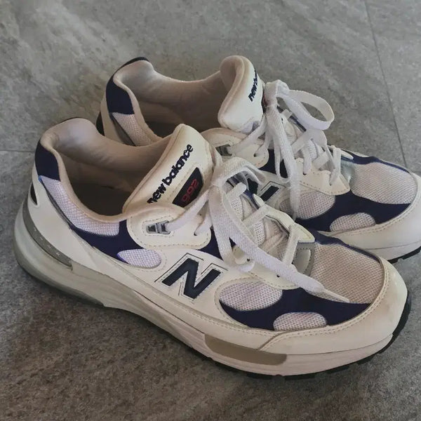 [BUNJANG] New Balance 992 White/Navy Sneakers / 뉴발란스 992 흰색/네이비 운동화