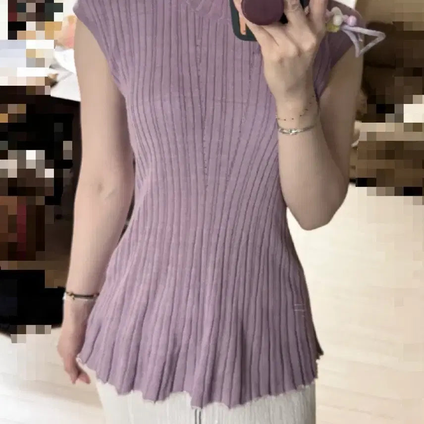 [BUNJANG] JILLSTUART Linen Blend Summer Knit Blouse / Free 44 55 66 새상품 질스튜어트 린넨 혼방 여름 니트 블라우스