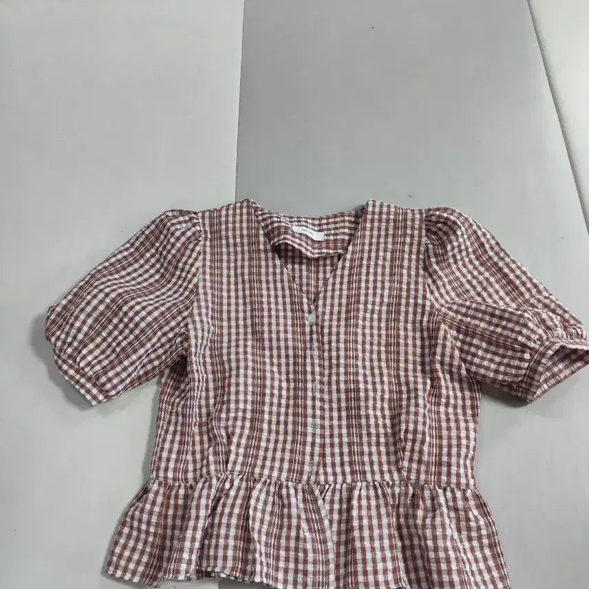 [BUNJANG] Checkered Frill Blouse / 최종가격내림)체크무늬 프릴 블라우스