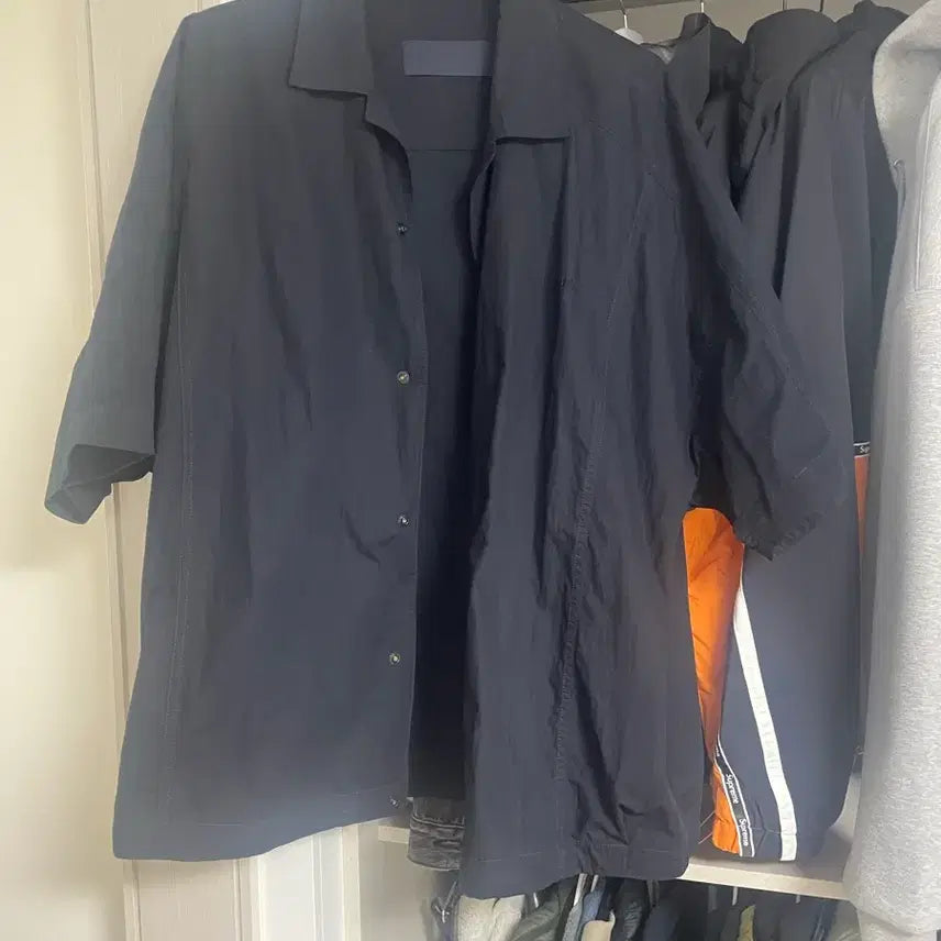 [BUNJANG] Juun.J Light Cotton Short Sleeve Shirt Navy Size 50 / 준지 라이트 코튼 숏슬리브 셔츠 네이비 50Size