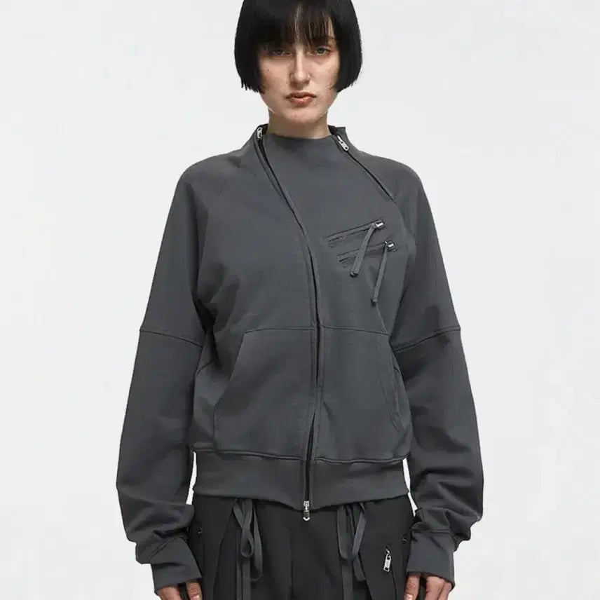 [BUNJANG] NACHE ZIP DETAIL TRACK JERSEY CHARCOAL / 나체 ZIP DETAIL TRACK JERSEY CHARCOAL
