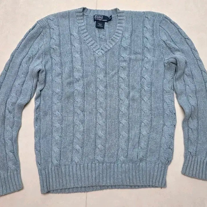 [BUNJANG] Polo Ralph Lauren Cable Knit V-Neck Sweater (M) / 무배.폴로 꽈배기 니트 브이넥 M사이즈
