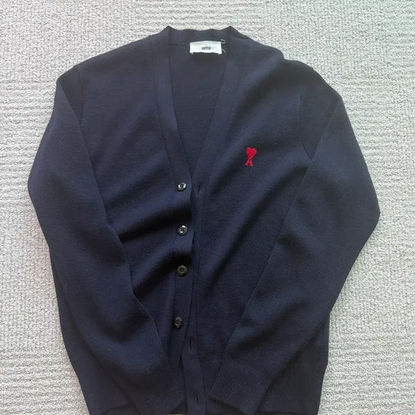 [BUNJANG] Ami Small Heart Navy Cardigan M / 아미 스몰 하트 네이비 가디건 m