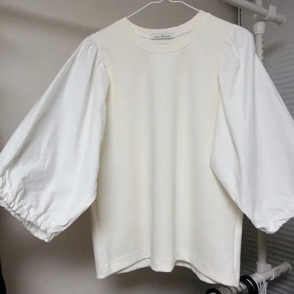 [BUNJANG] Blanche Puff Sleeve Sweatshirt - Ivory / 블랑쉬 퍼프 소매 맨투맨 아이보리