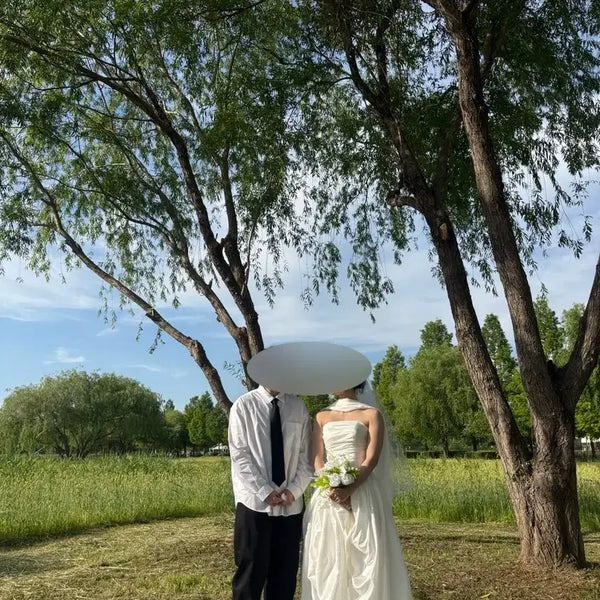 [BUNJANG] Moomong Wedding Dress Set (2 Dresses, Veil, 2 Mufflers, Ribbon Pumps) / 무몽 웨딩 드레스 2벌+ 베일 + 머플러2종(투명/반투명) + 리본구두