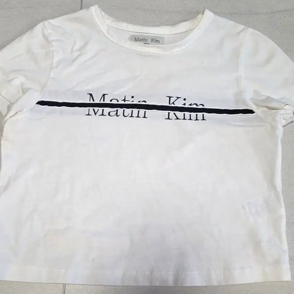 [BUNJANG] Matin Kim Logo Cutted Crop Short Sleeve T-shirt White S / 마뗑킴 로고 커티드 크롭탑 화이트 반팔 S