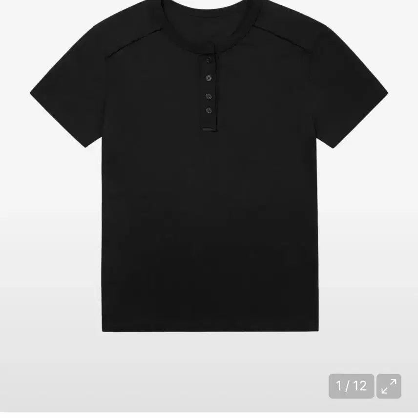[BUNJANG] AKAM Henry Neck Short Sleeve T-Shirt Free Size Black / 아캄 헨리넥 반팔