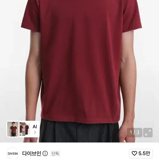 [BUNJANG] Dive In Washing Regular Fit T-Shirt Burgundy / 다이브인 워싱 레귤러핏 티셔츠 버건디 0size