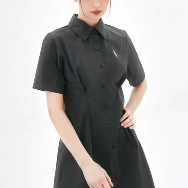 [BUNJANG] Fancy Club Pintuck Eyelet Dress F - Charcoal / 팬시클럽 핀턱 아일렛 원피스 F