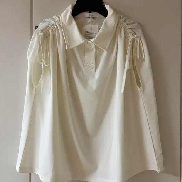 [BUNJANG] Auber Golf Shirring Blouse - New / 오베르 골프 정품 셔링 블라우스 새제품