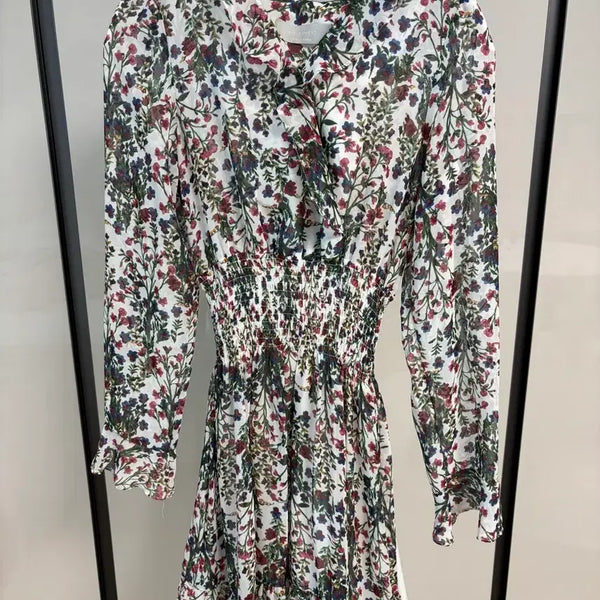 [BUNJANG] Common Unique Floral Print Mini Dress / 커먼유니크 플라워 꽃무늬 미니 원피스 화이트 그린