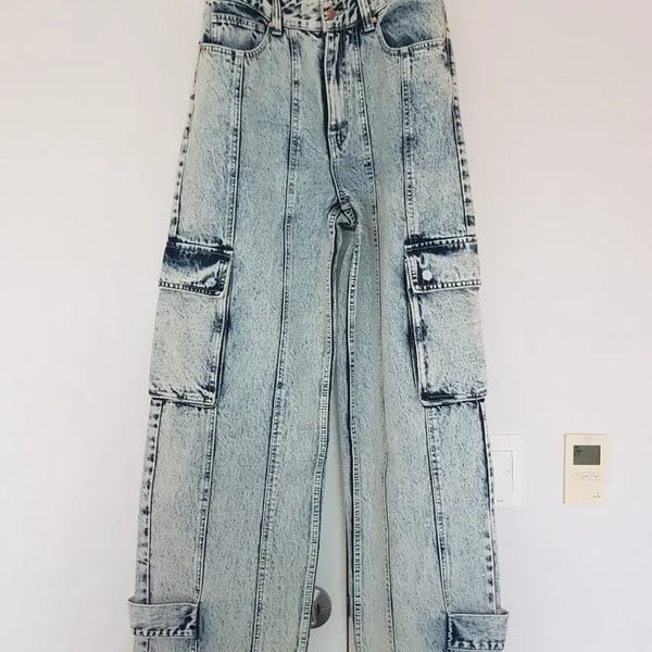 [BUNJANG] Maisonmined Ice Washing Cargo Denim Pants / 48) 메종미네드 아이스 워싱 카고 데님 팬츠