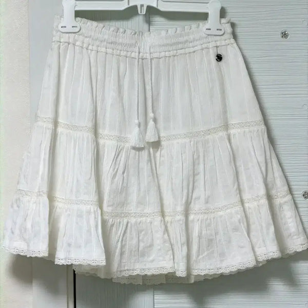 [BUNJANG] Who.A.U White Lace Tiered Skirt / 새상품) 후아유 화이트 레이스 캉캉 스커트