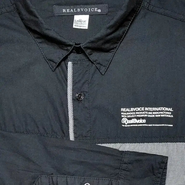 [BUNJANG] RealBvoice Block Color Work Shirt / [L] 리얼비보이스(RealBvoice) 백프린팅 블록 배색 워크 셔츠