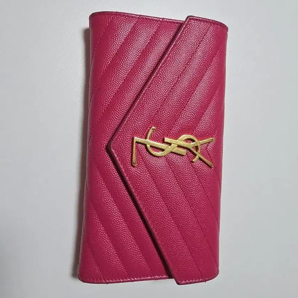 [BUNJANG] Saint Laurent Pink Gold-Plated Long Wallet / 입생로랑 핑크 금장 장지갑