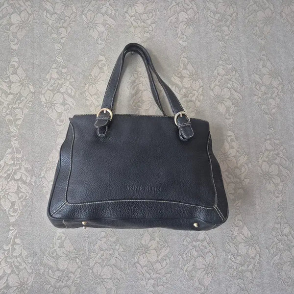 [BUNJANG] Anne Klein Black Leather Shoulder Bag / 앤클라인(Anne Klein) 브랜드의 블랙 색상 소가죽 숄더백