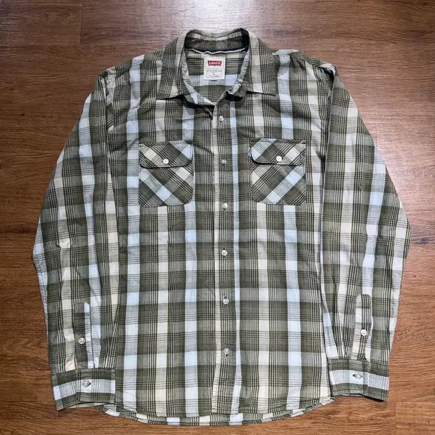 [BUNJANG] Levi's White Label Check Shirt Khaki L / 리바이스 체크 셔츠 카키 L