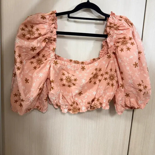 [BUNJANG] ZARA Patterned Cropped Blouse / ZARA 자라 패턴 크롭 블라우스