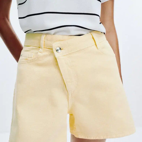 [BUNJANG] Zara Denim High-Waisted Shorts Butter Yellow Size 36 / 자라 데님 하이웨이스트 쇼츠 36 버터옐로우 새상품