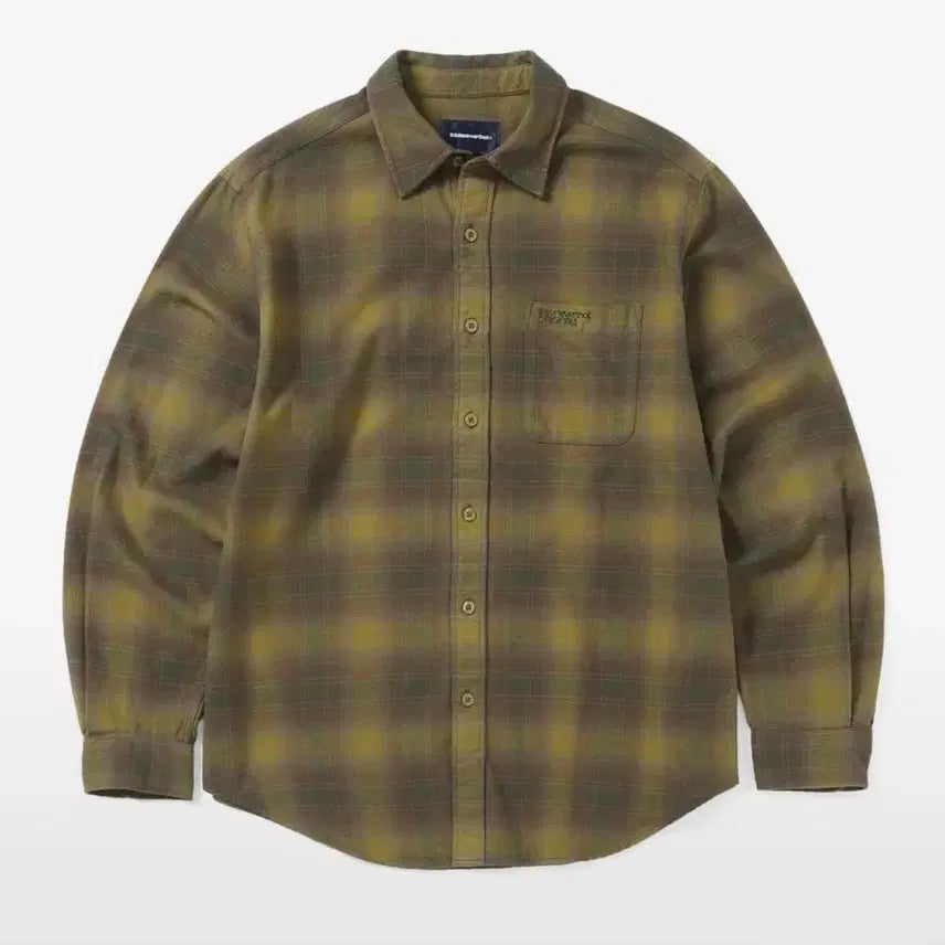 [BUNJANG] Thisisneverthat Flannel Shirt Olive Check Logo Embroidery Size L / 디스이즈네버댓 플란넬 셔츠 L