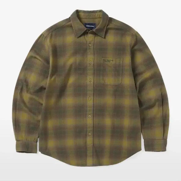 [BUNJANG] Thisisneverthat Flannel Shirt Olive Check Logo Embroidery Size L / 디스이즈네버댓 플란넬 셔츠 L