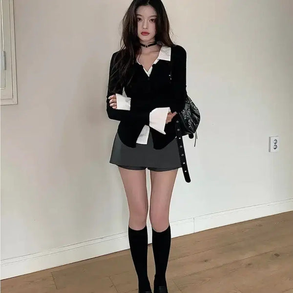 [BUNJANG] Classic Blanc Belt Set Side Slit Skirt Pants - New / [새상품/원가 5.0] 클래식블랑 벨트 세트 옆트임 랩 치마바지 스커트