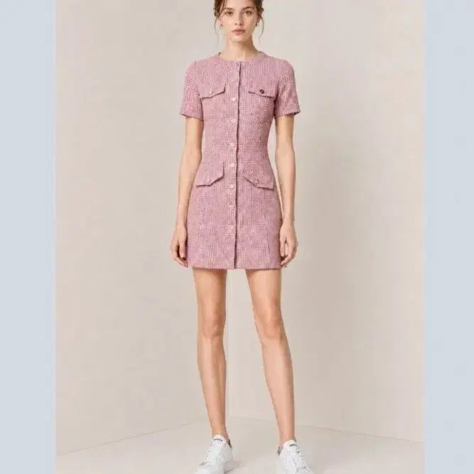 [BUNJANG] Maje Check Pattern Short Sleeve Dress / 마쥬 체크 패턴 반팔 원피스 36