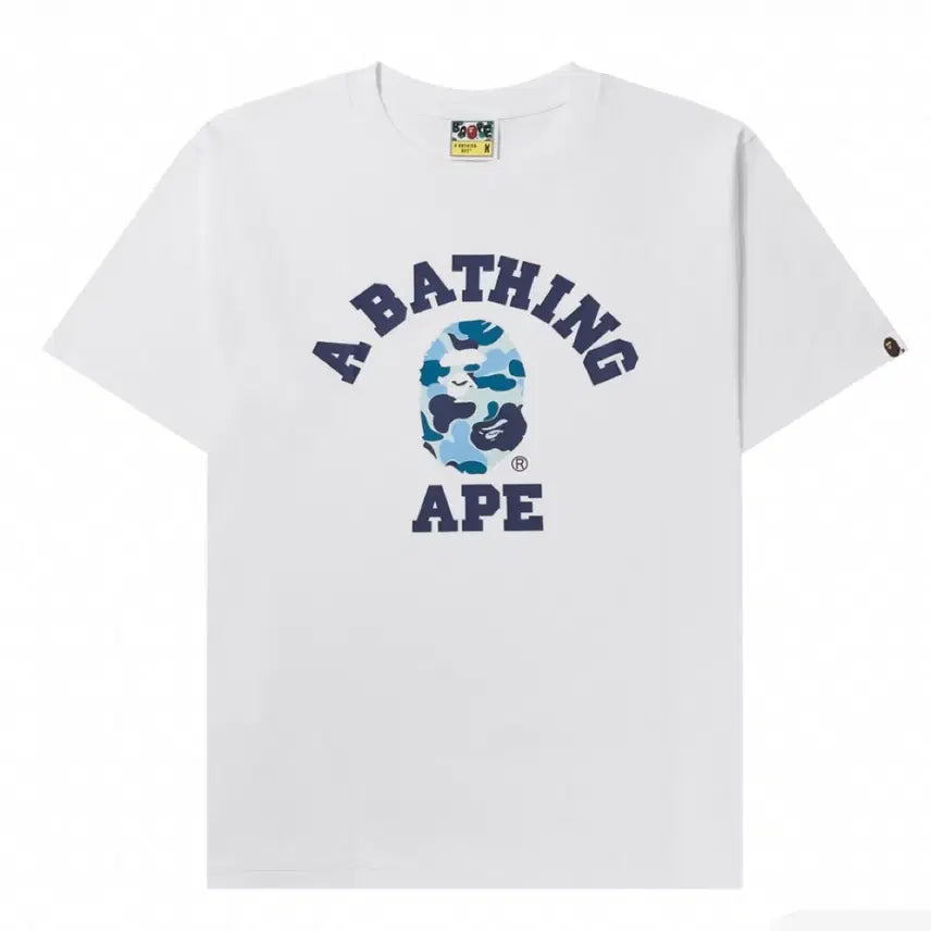 [BUNJANG] BAPE Camo College T-Shirt White/Blue M / (급처) 베이프 카모 컬리지 반팔티 화이트블루 M