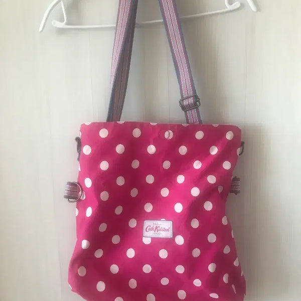 [BUNJANG] Reversible Dot Floral Shoulder Bag Pink Canvas / 리버시블 도트 플로럴 핑크 숄더백