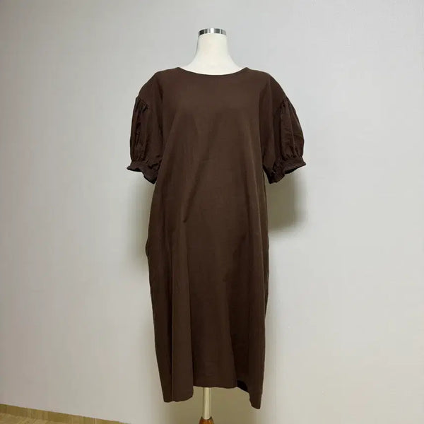 [BUNJANG] Linen Brown Summer Long Dress FREE Size / 린넨 브라운 여름 롱 원피스 FREE