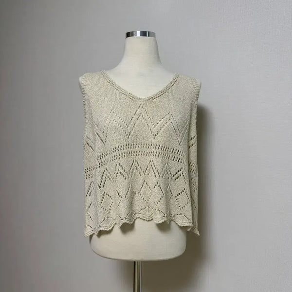[BUNJANG] Crochet Layered Knit Vest / 크로쉐 레이어드 짜임 니트 조끼 FREE
