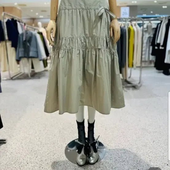 [BUNJANG] DUEL Ribbon Detail Tiered Skirt / 듀엘 리본 디테일 티어드 스커트