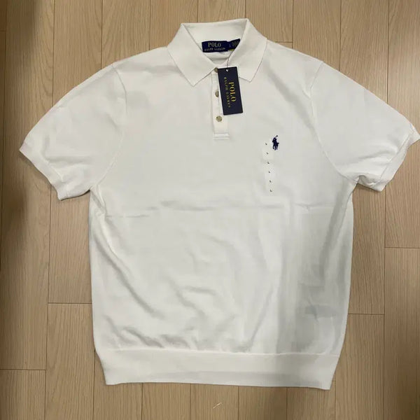 [BUNJANG] Polo Ralph Lauren Cotton Short Sleeve Collar Knit White L / [새제품] 폴로 랄프로렌 코튼 반팔카라니트 화이트 L