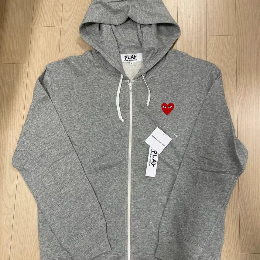 [BUNJANG] Comme des Garçons Red Emblem Hoodie Gray L / [거의 새제품] 꼼데가르송 레드와펜 후드집업 그레이 L