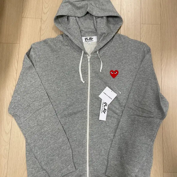 [BUNJANG] Comme des Garçons Red Emblem Hoodie Gray L / [거의 새제품] 꼼데가르송 레드와펜 후드집업 그레이 L