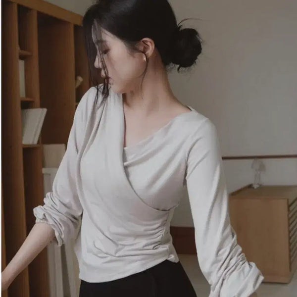 [BUNJANG] UUR Wrap Blouse Beige / uur 랩블라우스 베이지