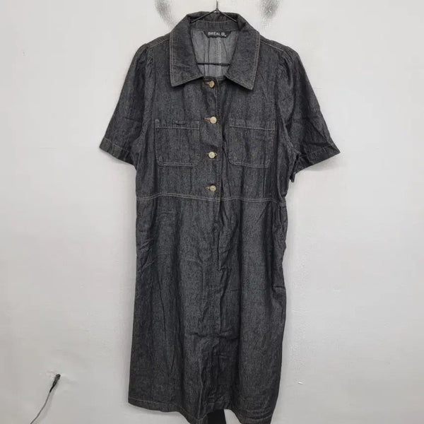 [BUNJANG] Briel Short Sleeve Denim Dress (Women's Size 66) / [여성66 size] 브리엘 반팔 데님 원피스