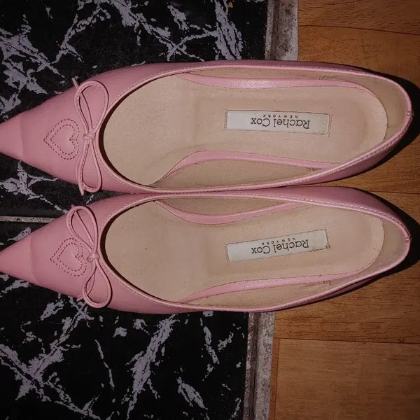 [BUNJANG] Rachel Cox Women's Ballet Flats with Ribbon and Heart Detail / 레이첼콕스 여성 슈즈