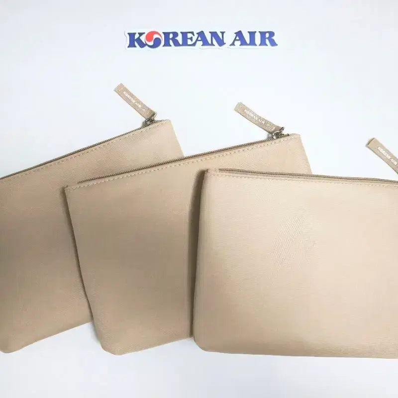 [BUNJANG] Korean Air (Old) Business Class Amenity Kit Pouch Set of 3 / 대한항공 (구)비지니스용 파우치 3개 세트
