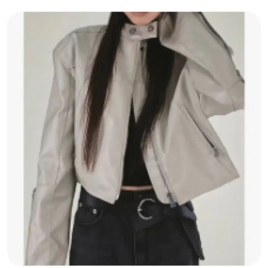 [BUNJANG] Chicwin Zippered Rider Jacket Beige / 시크윈 절개 라이더 자켓 회베이지