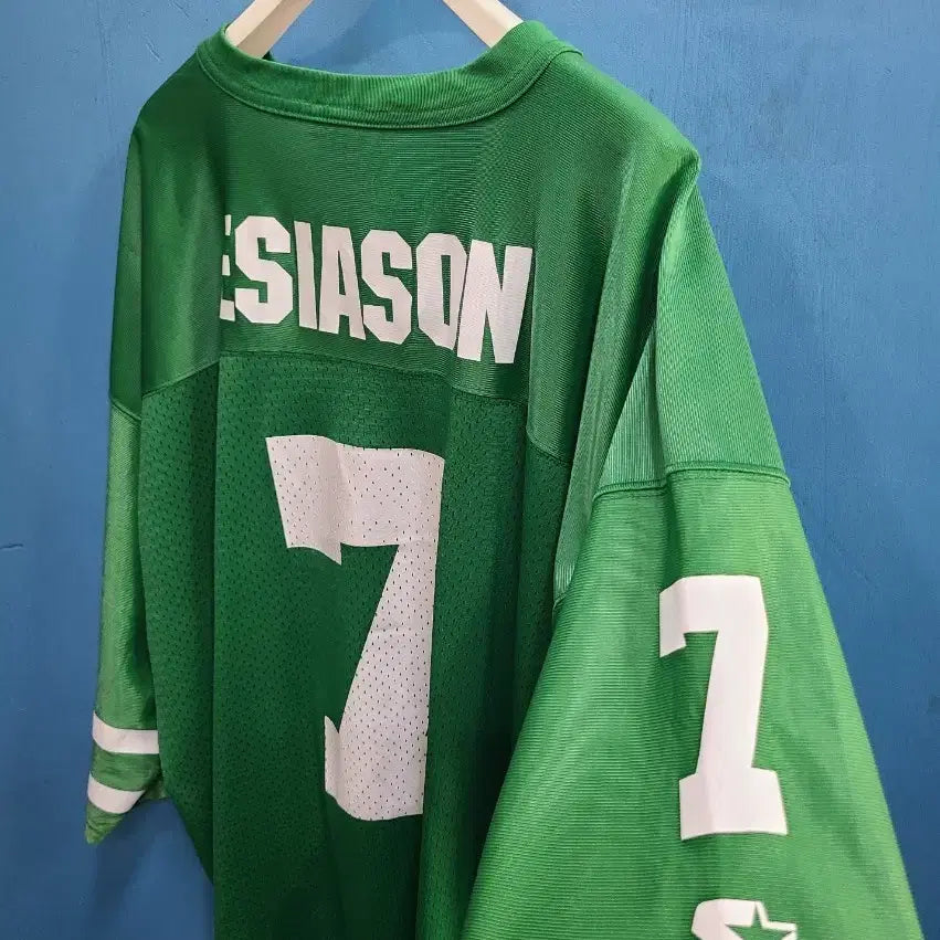 [BUNJANG] Starter 90s NFL New York Jets Boomer Esiason Football Jersey / 90s 스타터 NFL 뉴욕제츠 에시아슨 공식 라이선스 풋볼져지 블록코어