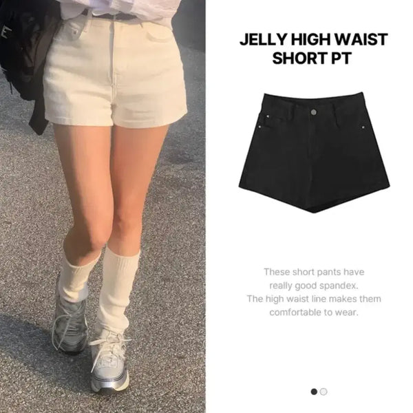 [BUNJANG] Modi Mood High-Waist Short Pants (Black & Ivory) - Size S / 모디무드 하이웨스트 숏 팬츠 S (블랙&아이보리)