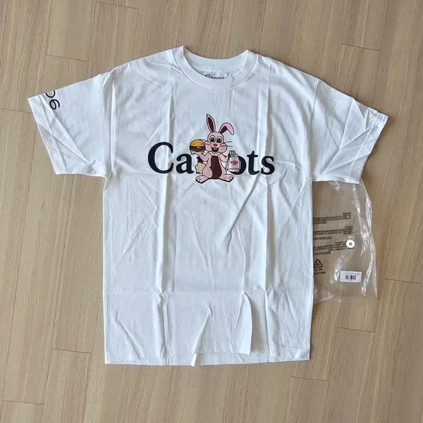 [BUNJANG] Carrots x Freddie Gibbs Rabbit Wordmark Tee White / M 95 새제품) 캐롯츠 콜라보 햄버거 토끼 반팔 티셔츠 남자 여자