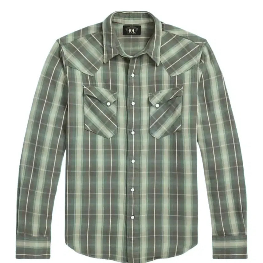 [BUNJANG] RRL Slim Fit Plaid Twill Western Shirt / RRL 슬림핏 플래드 트윌 웨스턴 셔츠 s