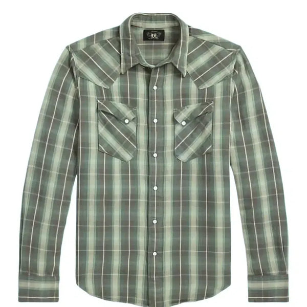[BUNJANG] RRL Slim Fit Plaid Twill Western Shirt / RRL 슬림핏 플래드 트윌 웨스턴 셔츠 s